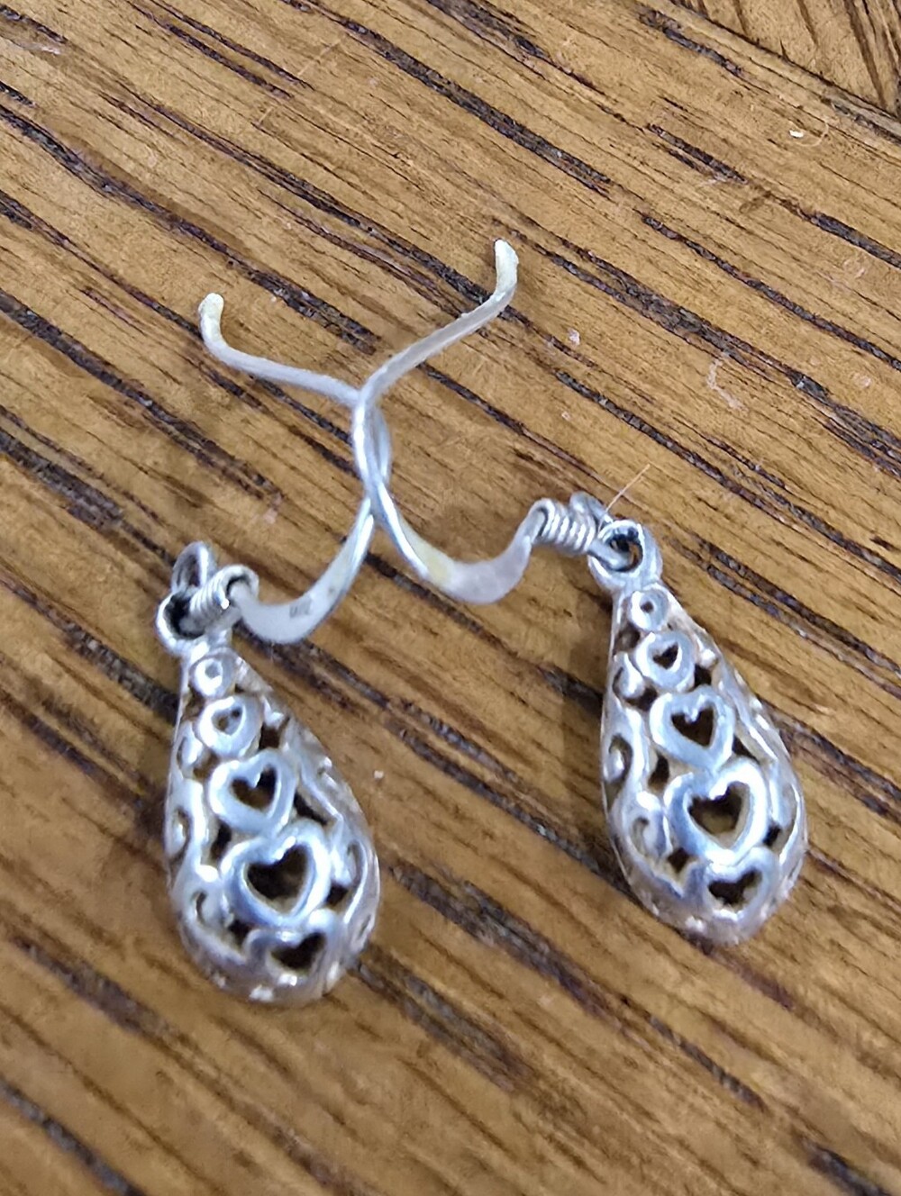 Sterling Silver Heart Teardrop Dangle Earrings